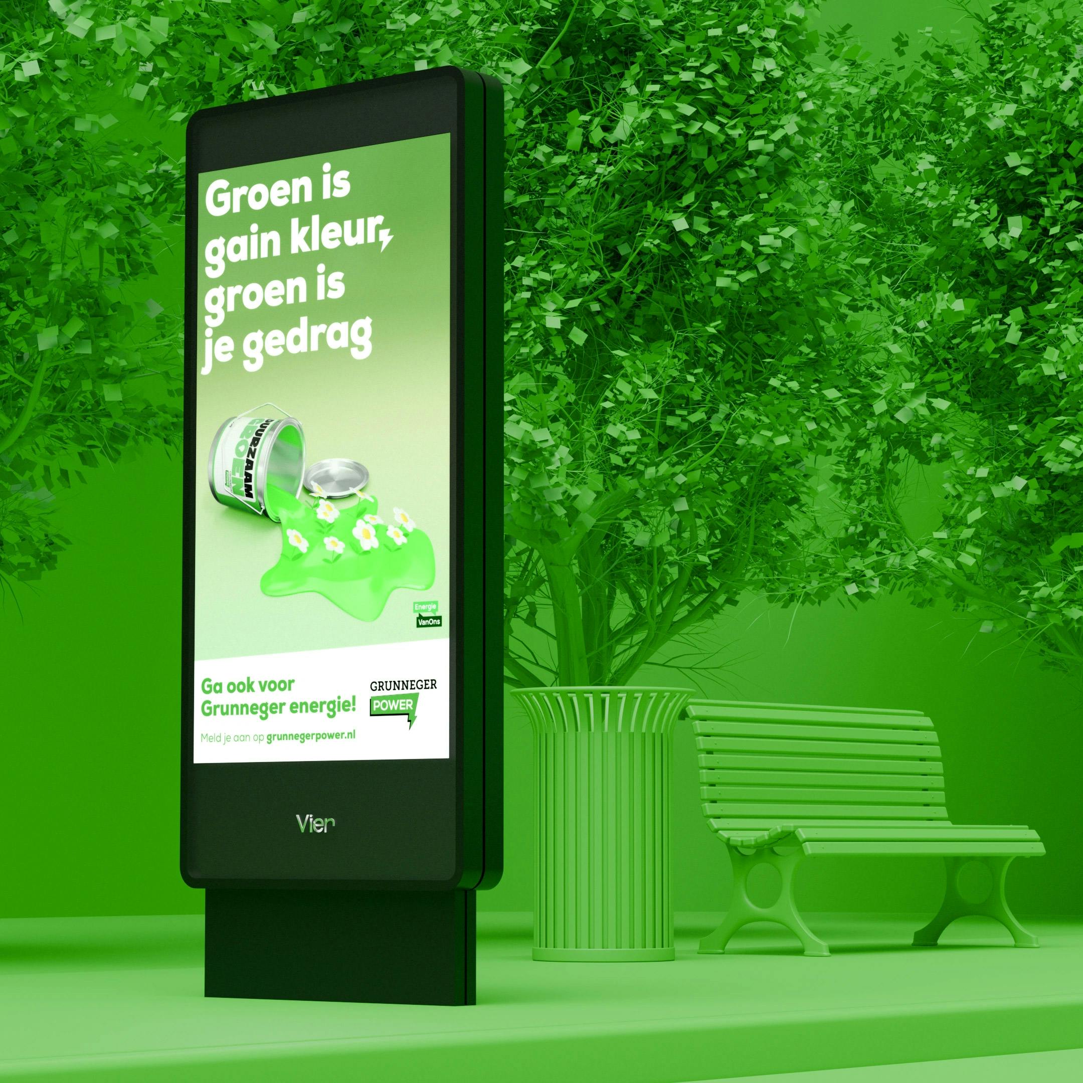 Grunneger Power Billboards op groene achtergrond in 3D
